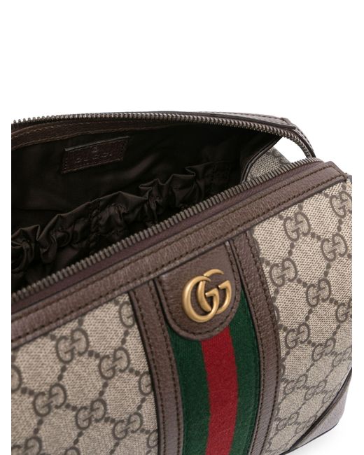Gucci GG Supreme Leather Wash Bag in Brown for Men | Lyst