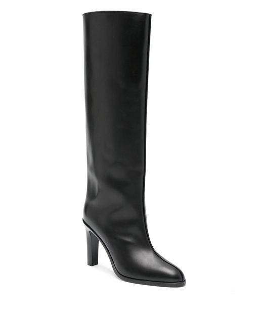 The Row Black Wide Shaft Leather Knee-high Boots