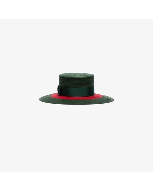 Gucci Green Web Straw Hat