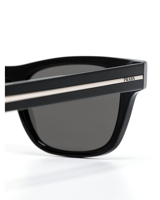 Prada Gray Metal-plaque Square-frame Sunglasses for men