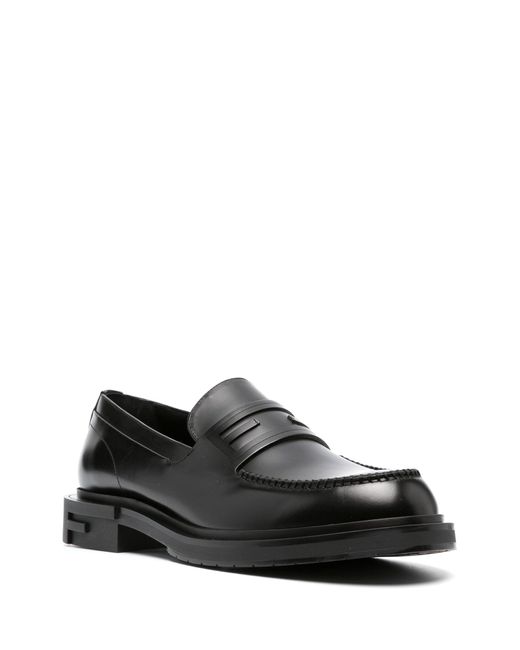 Fendi Black Frame Leather Loafers for men