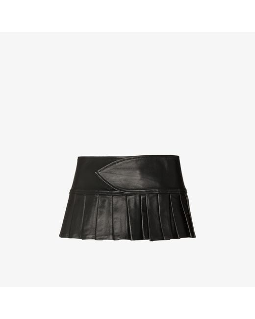 Mowalola Black Bgc Pleated Leather Mini Skirt
