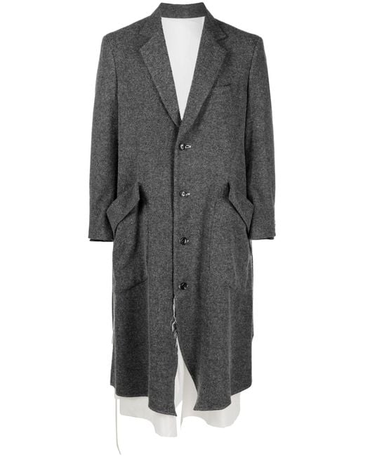 Sulvam Gray Grey Wool-blend Coat for men