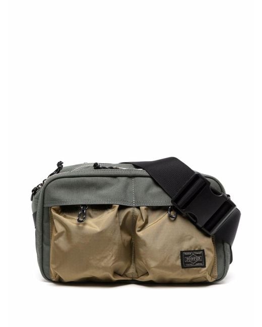 Porter-Yoshida and Co Black Grey Multi Compartment Belt Bag for men