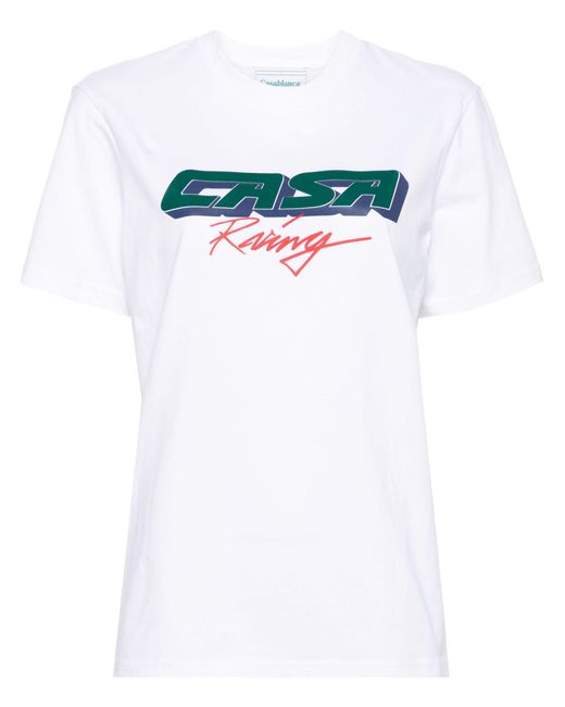 Casablancabrand White Racing Screen Cotton T-shirt
