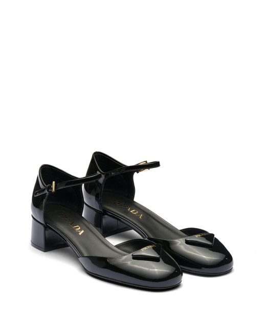 Prada Black Triangle-logo 35 Leather Ballet Pumps