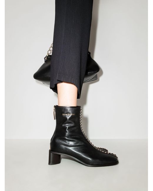 Acne Studios Bertine 50 Whipstitch Leather Boots in Black - Lyst
