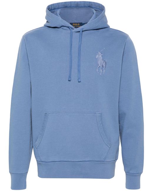 Polo Ralph Lauren Blue Polo Pony Embroidery Drawstring Hoodie for men