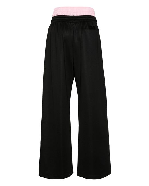 Natasha Zinko Black Layered Wide-leg Track Pants - Women's - Cotton/polyester/spandex/elastane