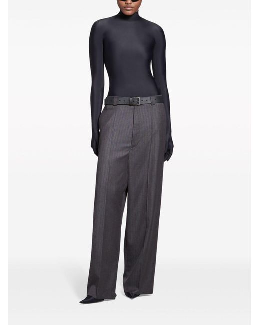 Balenciaga Blue Pinstriped Wool Tailored Trousers - Unisex - Virgin Wool