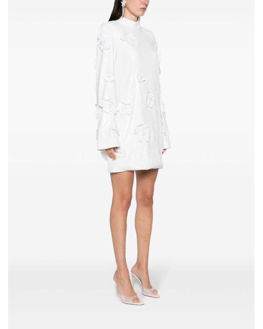 ROTATE BIRGER CHRISTENSEN White Floral-appliqué Dress - Women's - Polyester/recycled Polyester/elastane