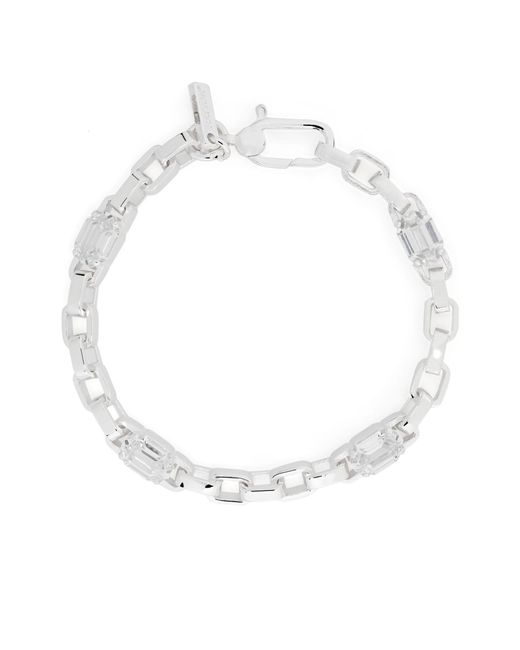 Hatton Labs White Sterling Anchor Zirconia Chain Bracelet for men