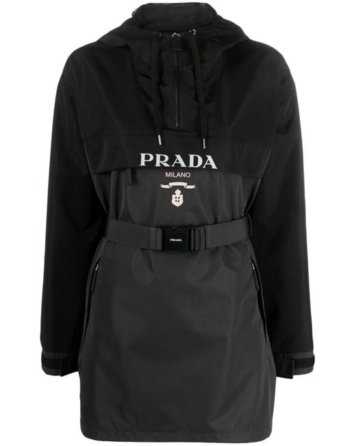 Prada Black Logo-print Hooded Jacket - Women's - Polyamide/polyester