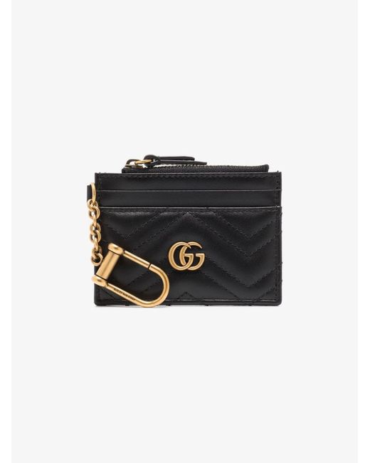 Gucci gg Marmont Leather Keychain Wallet in Black
