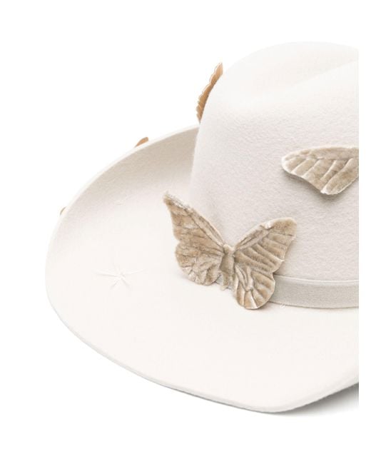 Gigi Burris Millinery Natural Neutral Britney Butterfly-appliquéd Cowboy Hat - Women's - Silk/wool