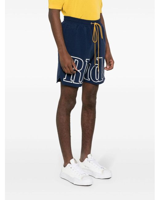 Rhude Blue Logo-print Shorts for men
