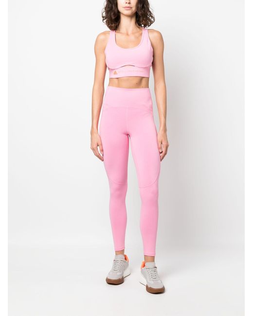 Adidas By Stella McCartney Pink Logo-print Yoga leggings - Women's - Modal/recycled Polyamide/spandex/elastane