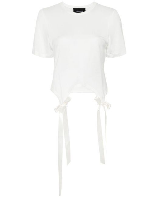 Simone Rocha White Bow-embellished Cotton T-shirt
