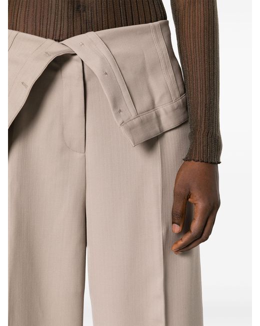 Acne Natural Neutral Folded-waist Tailored Trousers - Women's - Polyester/cotton/wool