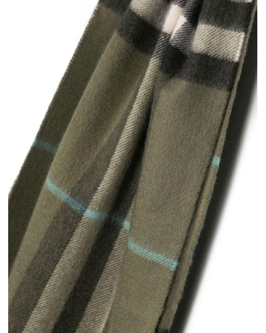 Burberry Green exaggerated Check-pattern Cashmere Scarf - Unisex - Cashmere