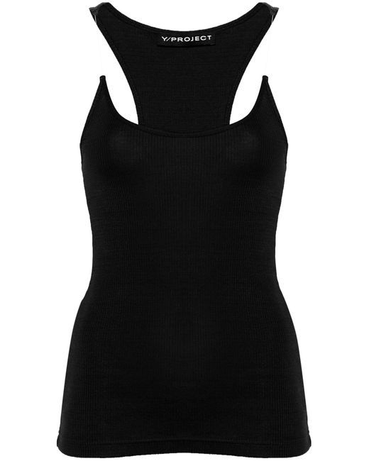 Y. Project Black Invisible Strap Ribbed Tank Top - Women's - Cotton