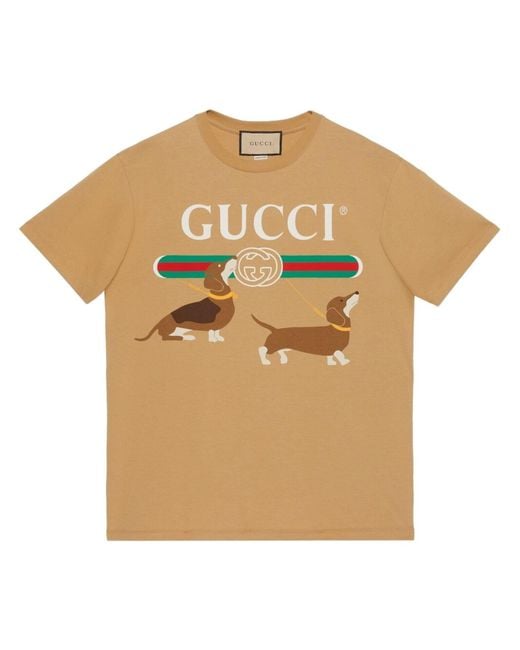 Gucci Natural Logo Dog Print T-shirt for men