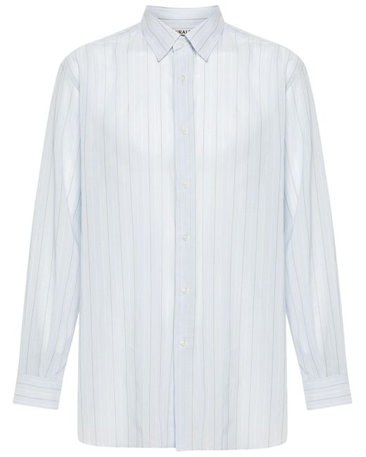 Auralee White Striped Cotton Shirt for men