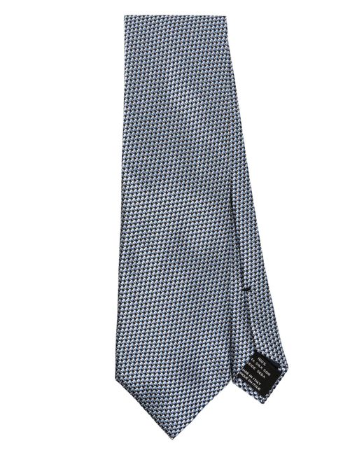 Tom Ford Blue Silk Geometric-print Tie for men