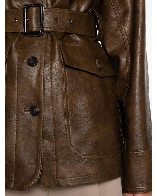 LVIR Brown Belted Faux-leather Jacket