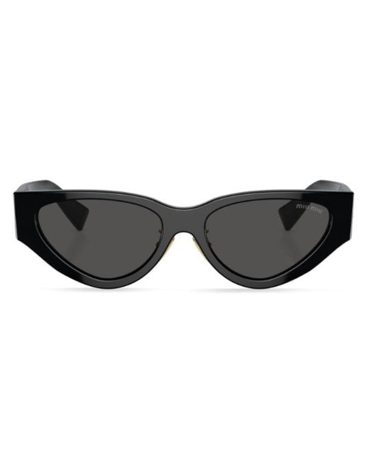 Miu Miu Black Logo-lettering Geometric Sunglasses