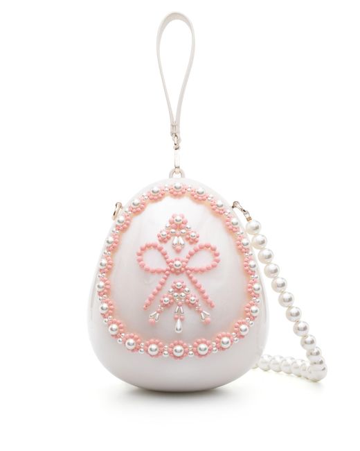 Simone Rocha Pink Neutral egg Embellished Clutch Bag