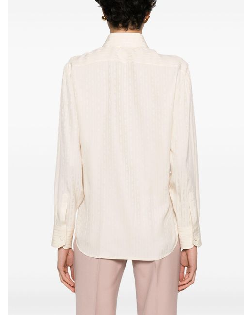 Gucci Natural White Horsebit-jacquard Silk Shirt