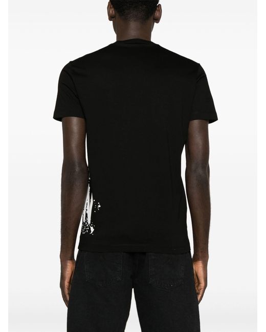 DSquared² Black Icon Splash Cotton T-shirt for men