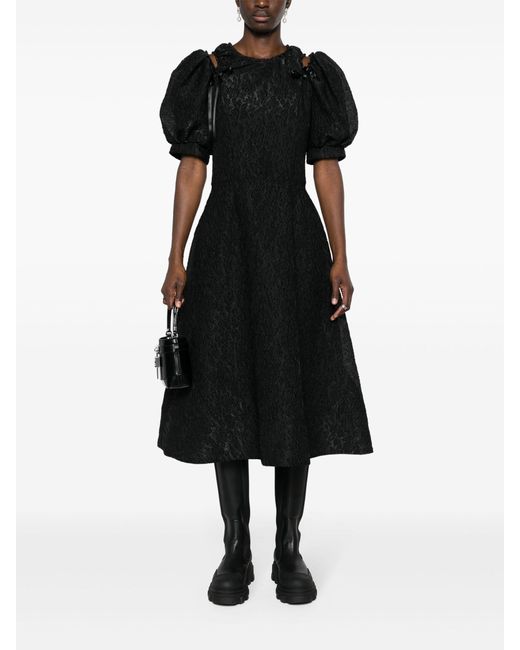 Simone Rocha Black Cut-out Crinkled Midi Dress
