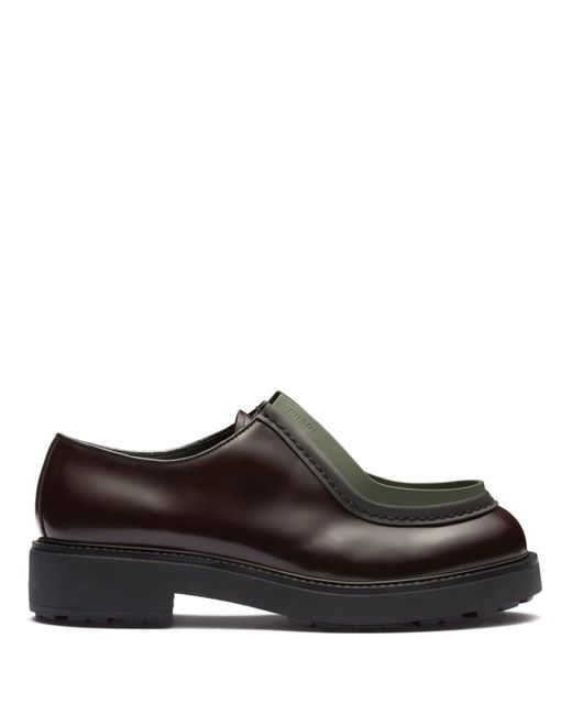 Prada Brown Opaque Brushed-leather Lace-up Shoes for men