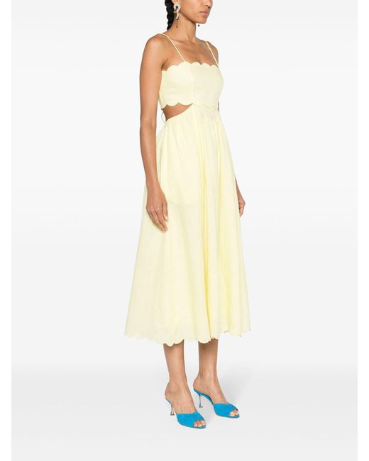 Zimmermann Yellow Pale Cut-out Sides Linen Maxi Dress
