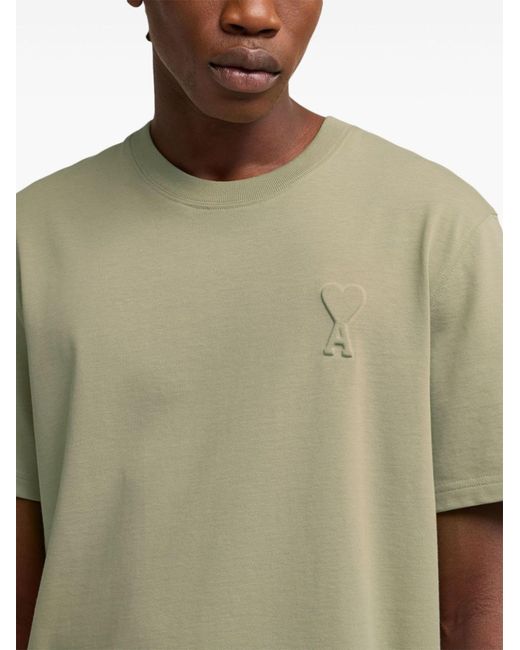 AMI Green Logo-embossed Cotton T-shirt