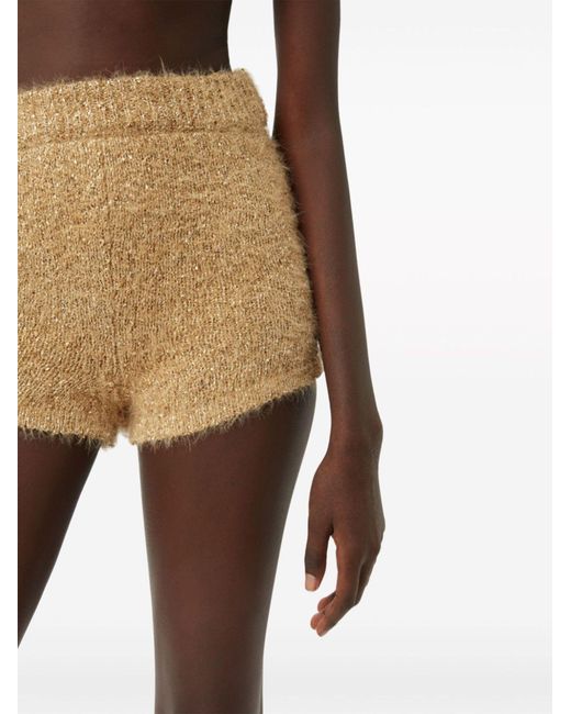 Nina Ricci Natural Neutral Metallic Knitted Shorts