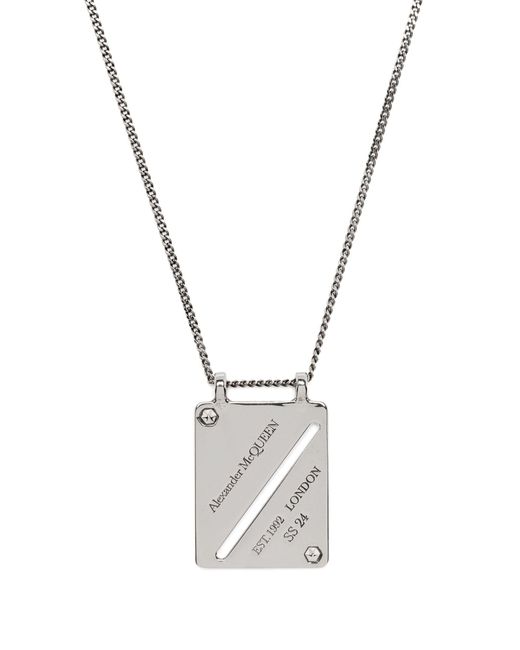 Alexander McQueen White Identity Tag Pendant Necklace for men