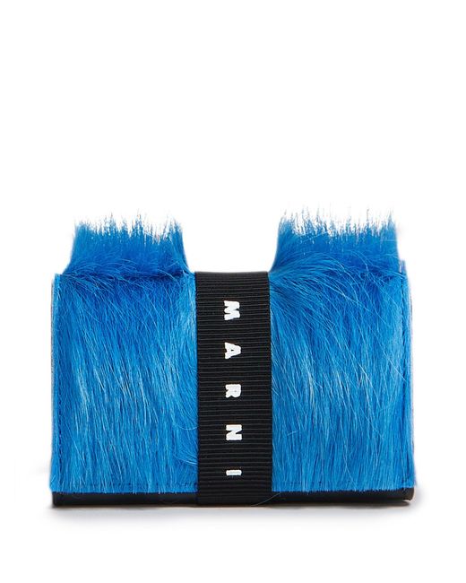 Marni Blue Logo-strap Brushed-effect Wallet for men