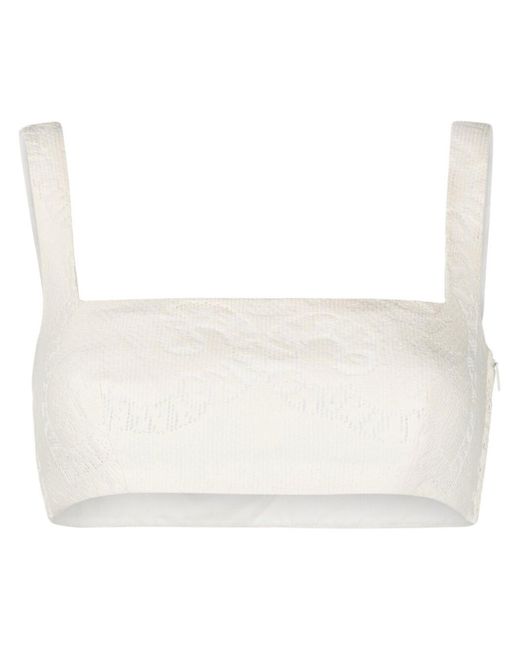 Valentino White Bandana Lace Crop Top - Women's - Cotton/polyamide/silk