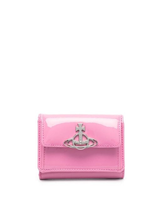 Vivienne Westwood Patent-finish Tri-fold Wallet in Pink | Lyst