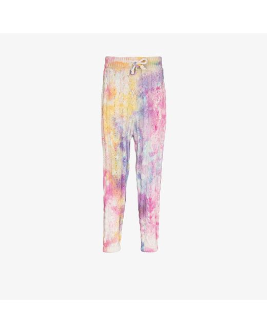 CAMP HIGH Aura Cable Knit Tie-dye Track Pants in Pink for Men | Lyst