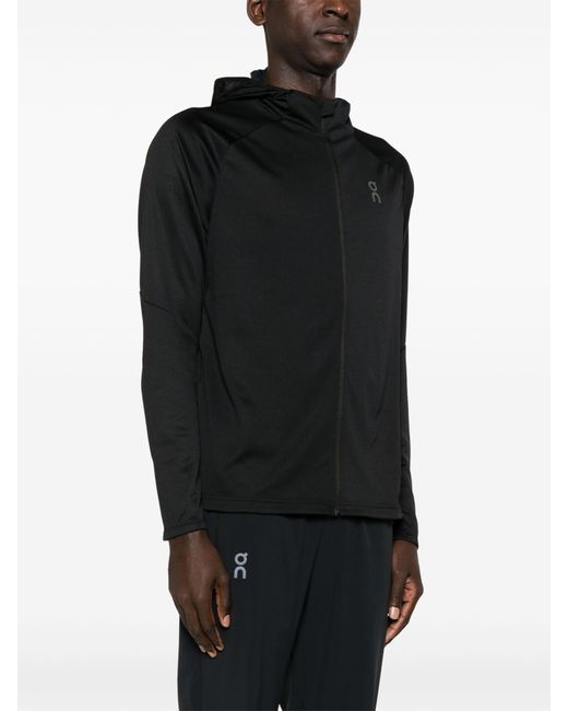 On Shoes Black Climate Zip-up Running Hoodie for men