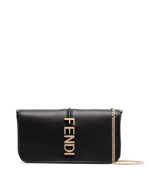 Fendi Black Graphy Leather Cross Body Bag - Women's - Calf Leather