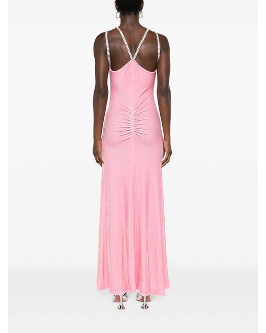Rabanne Pink Crystal-embellished Velvet Maxi Dress - Women's - Viscose/spandex/elastane/polyamide/polyamidespandex/elastane
