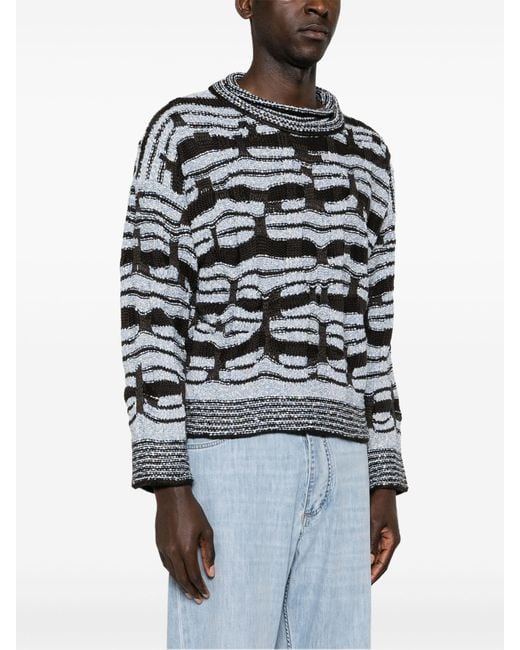 Bottega Veneta Black Striped Chunky-knit Sweater for men