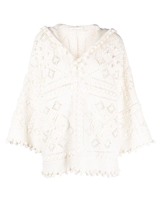 Zimmermann White Wonderland Crochet Hooded Top - Women's - Cotton