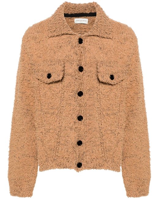 Dries Van Noten Brown Brushed Chunky-knit Jacket - Men's - Nylon/polyester/cotton for men