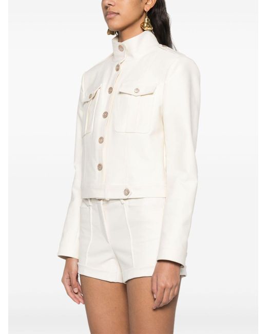Tom Ford White Stand-Up Collar Cropped Jacket